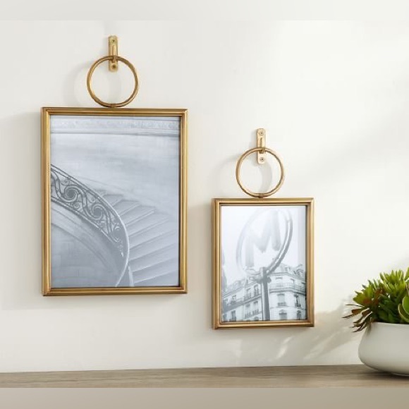 New Pottery Barn Weston Hanging Iron Frame, Brass Frames 11 x 14, Gallery Wall - Picture 2 of 3
